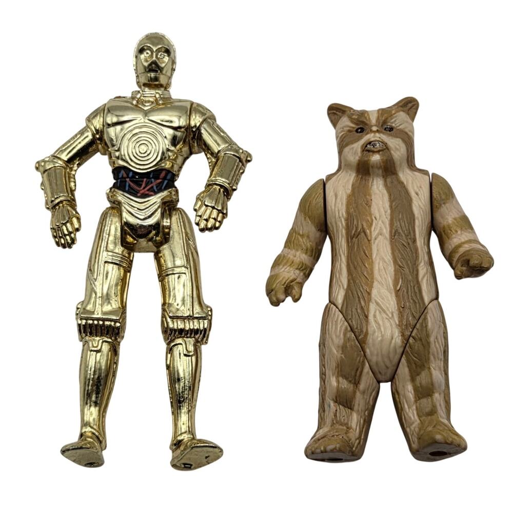Star Wars Vintage 1995 C-3PO & Ewok Logray 1983 3"-3.5" Action Figures Loose